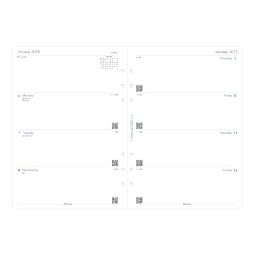 Filofax Calendar Diary Refill, A5 Size, Week-to-View, White Paper, Unruled, English, 2025 (C68522-25) - Image 4
