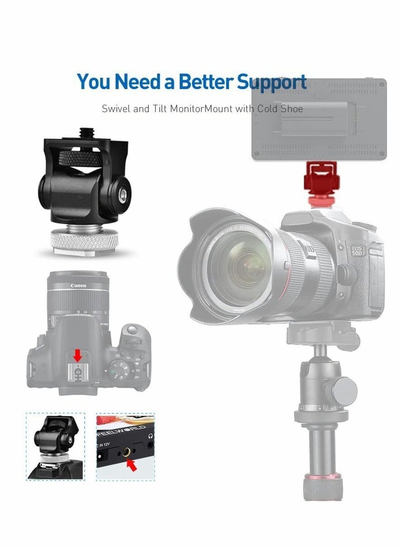 Y&D - Field Monitor Mount, Adjustable Camera Holder Mount with Hot Cold Shoe Adapter Tilt 180 Degree Swivel 360 for 5" and 7" LCD - Image 1