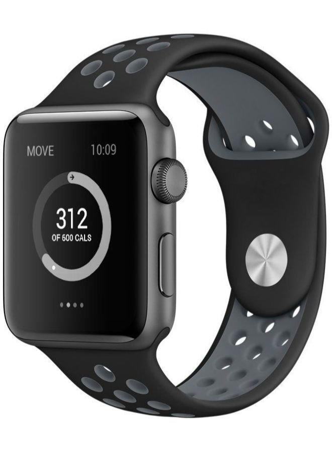 NIBEMINENT Breathable Sports Watch Band For Apple 44millimeter Black/Grey - Image 3