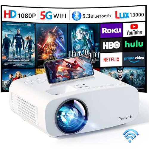 pericat Projector with WiFi and Bluetooth Pericat 4K Supported Native 1080P Projector Portable Movie Outdoor Projector for Home Theater Mini Projector Compatible with PC HDMI USB TV Stick PS5 - Image 1
