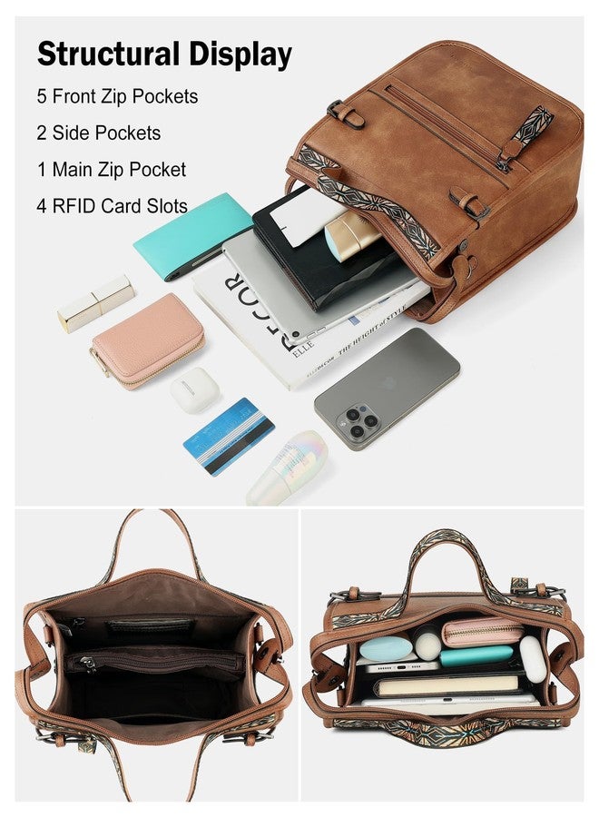 FADEON Crossbody Bags Purses for Women Designer Cross Body Shoulder Bag Purse PU Leather Top Handle Handbag Wide Strap - Image 5