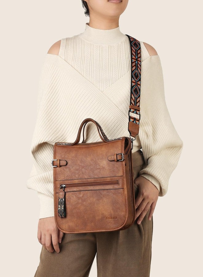 FADEON Crossbody Bags Purses for Women Designer Cross Body Shoulder Bag Purse PU Leather Top Handle Handbag Wide Strap - Image 3