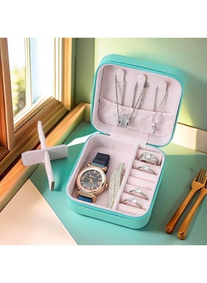 Travel Jewelry Box Organizer | Portable PU Leather Case with Compartments for Rings, Earrings & Necklaces - Image 3