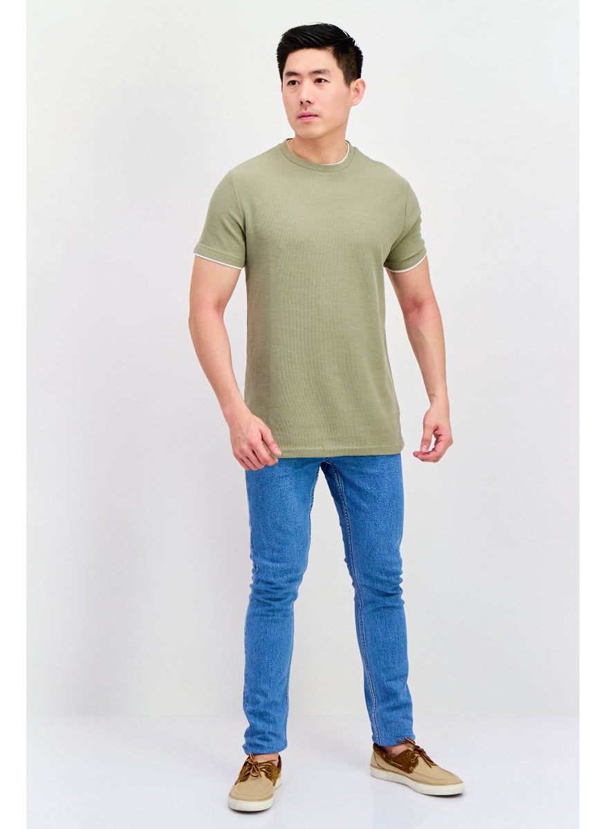 Men Round Neck Short Sleeve Textured T-Shirt, Green - pzsku/Z9D255460B6BF97A70984Z/45/_/1737643142/4d6b90e8-1ec2-4ee2-8ce6-56832ebfd948