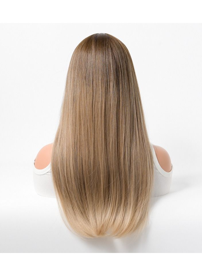 Estelle Long Straight Hair Female Milk Blonde Wigs Full Head Covers Blonde Light Brown - Image 4