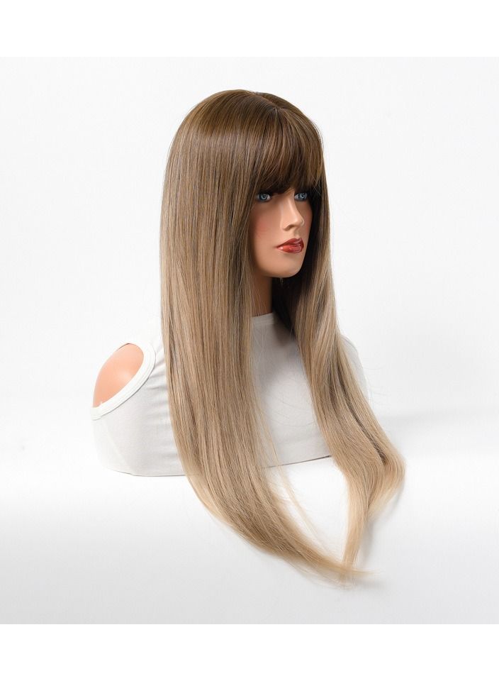 Estelle Long Straight Hair Female Milk Blonde Wigs Full Head Covers Blonde Light Brown - Image 2