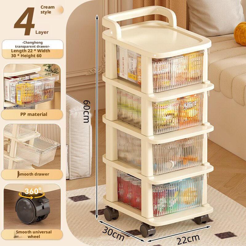 Mobile Storage Cart with Wheels, 5-Layer Transparent Drawers - Image 3