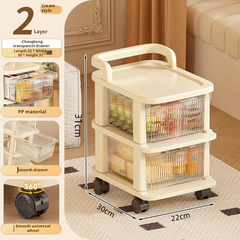 Mobile Storage Cart with Wheels, 5-Layer Transparent Drawers - Image 1