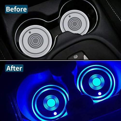 LEDCARE LED Car Cup Holder Lights, 7 Colors Changing USB Charging Mat Waterproof Cup Pad, LED Interior Atmosphere Lamp Decoration Light Inside Car Lighting Accessories (2pcs) - Image 4