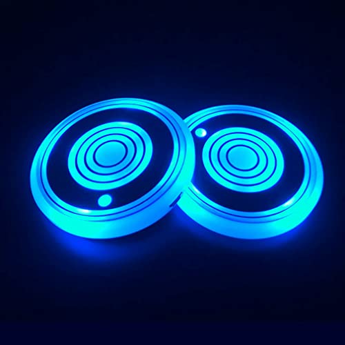 LEDCARE LED Car Cup Holder Lights, 7 Colors Changing USB Charging Mat Waterproof Cup Pad, LED Interior Atmosphere Lamp Decoration Light Inside Car Lighting Accessories (2pcs) - Image 1