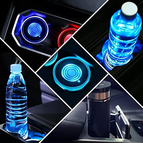 LEDCARE LED Car Cup Holder Lights, 7 Colors Changing USB Charging Mat Waterproof Cup Pad, LED Interior Atmosphere Lamp Decoration Light Inside Car Lighting Accessories (2pcs) - Image 5