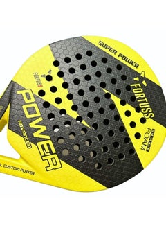 FORTUSS مضرب تنس FORTUSS Padel - ألياف كربونية كاملة - سطح سداسي ثلاثي الأبعاد مع قلب إسفنجي مرن خفيف من مادة EVA - مضرب Padel - مضرب مجداف دائري الشكل مع حقيبة متضمنة (أصفر)  - Image 4