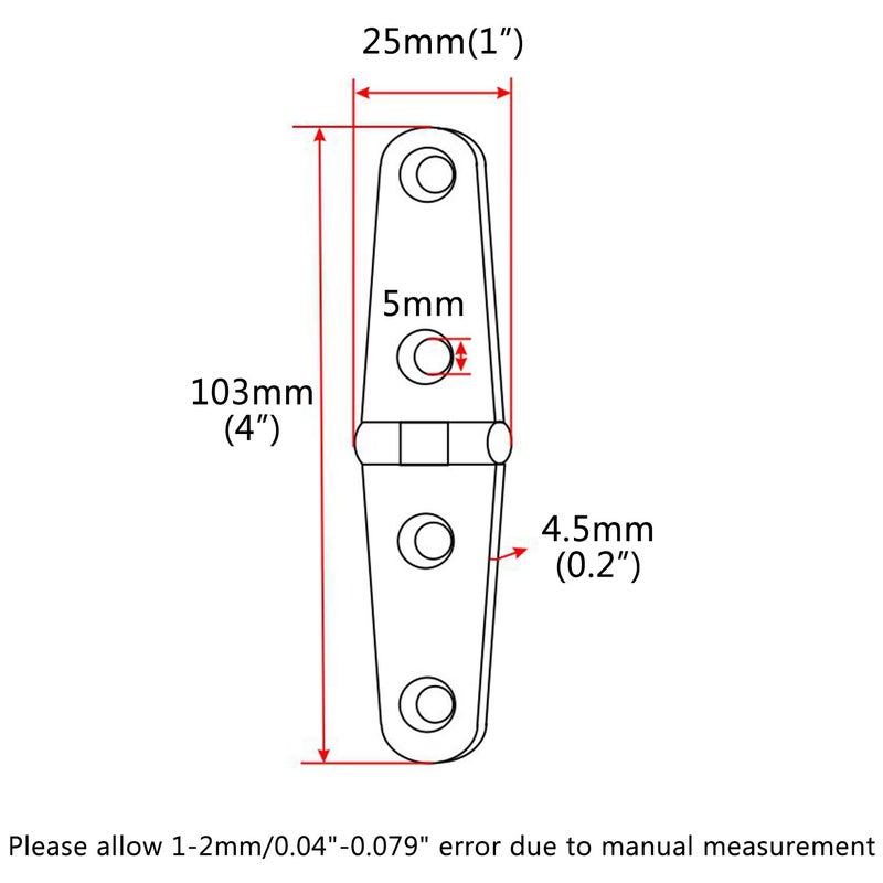 NRC&XRC Pair of 316 Stainless Steel Marine Grade 4'' x 1" Cast Strap Hinge for Boat - Image 2