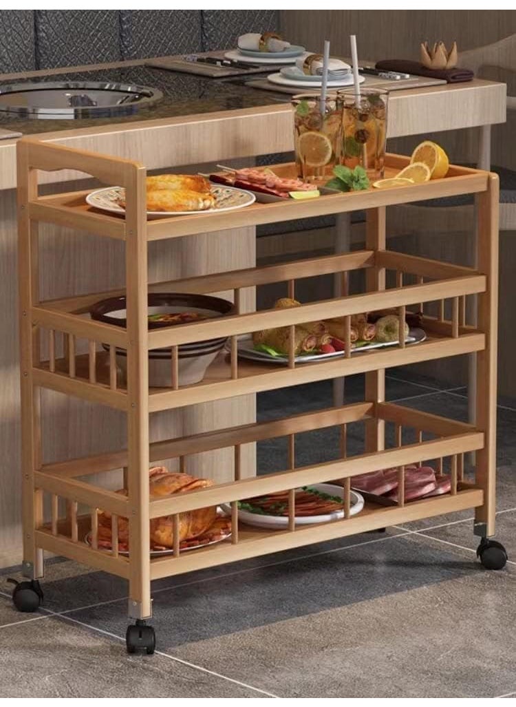 MUGATH Mugath 3 Tier Rolling Wine Bar Trolley for Dining Room Serving Cart with 4 Wheels for Home Living Room Wooden Utility Kart for Kitchen Storage Seasoning Rack  - Image 2