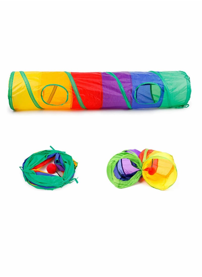 SYOSI - Cat Tunnel, with Play Ball, Foldable Rainbow S-Tunnel, for Indoor Cat, Interactive Peek-a-Boo Cat Chute Cat Tube Toy with Fun Ball and 2 Peek Hole, for Kittens Puppies Rabbits, Other Small Pets - Image 1