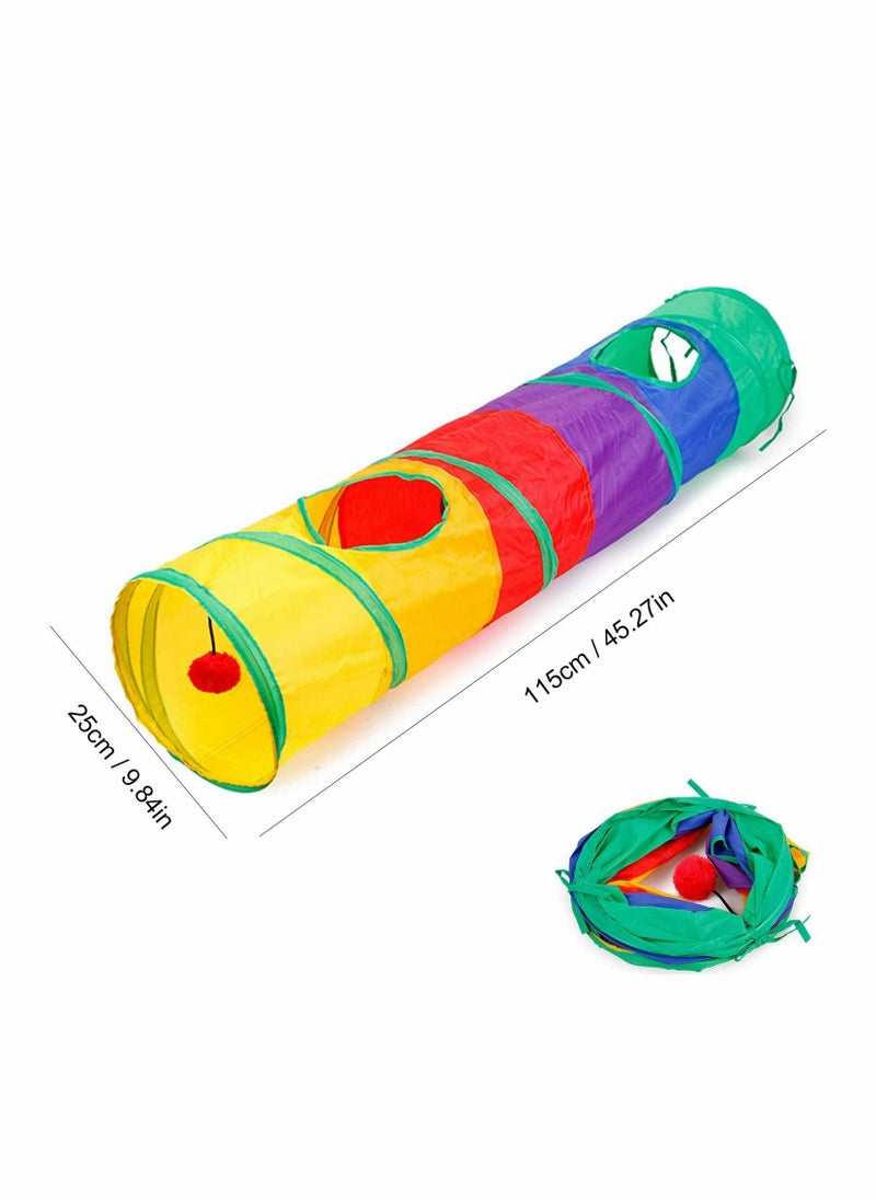 SYOSI - Cat Tunnel, with Play Ball, Foldable Rainbow S-Tunnel, for Indoor Cat, Interactive Peek-a-Boo Cat Chute Cat Tube Toy with Fun Ball and 2 Peek Hole, for Kittens Puppies Rabbits, Other Small Pets - Image 1