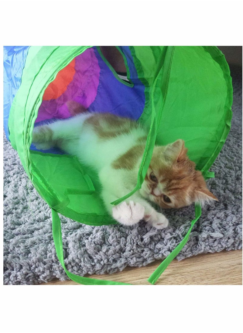 SYOSI - Cat Tunnel, with Play Ball, Foldable Rainbow S-Tunnel, for Indoor Cat, Interactive Peek-a-Boo Cat Chute Cat Tube Toy with Fun Ball and 2 Peek Hole, for Kittens Puppies Rabbits, Other Small Pets - Image 1