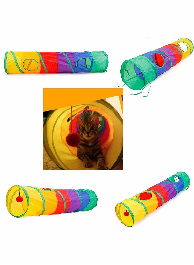 SYOSI - Cat Tunnel, with Play Ball, Foldable Rainbow S-Tunnel, for Indoor Cat, Interactive Peek-a-Boo Cat Chute Cat Tube Toy with Fun Ball and 2 Peek Hole, for Kittens Puppies Rabbits, Other Small Pets - Image 1