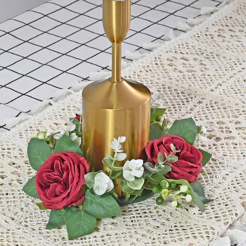 3pcs Artificial Flower Candle Flower Wreath Tea Light Candle Wedding Table Centerpiece - Image 5