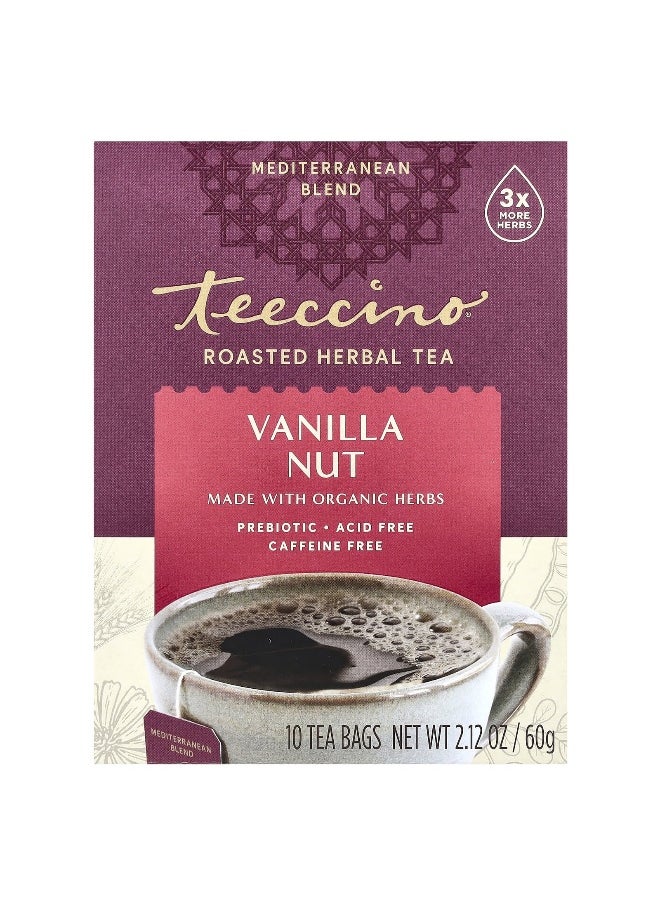 teeccino - Teeccino, Roasted Herbal Tea, Vanilla Nut, Caffeine Free, 10 Tea Bags, 2.12 oz (60 g) - Image 1