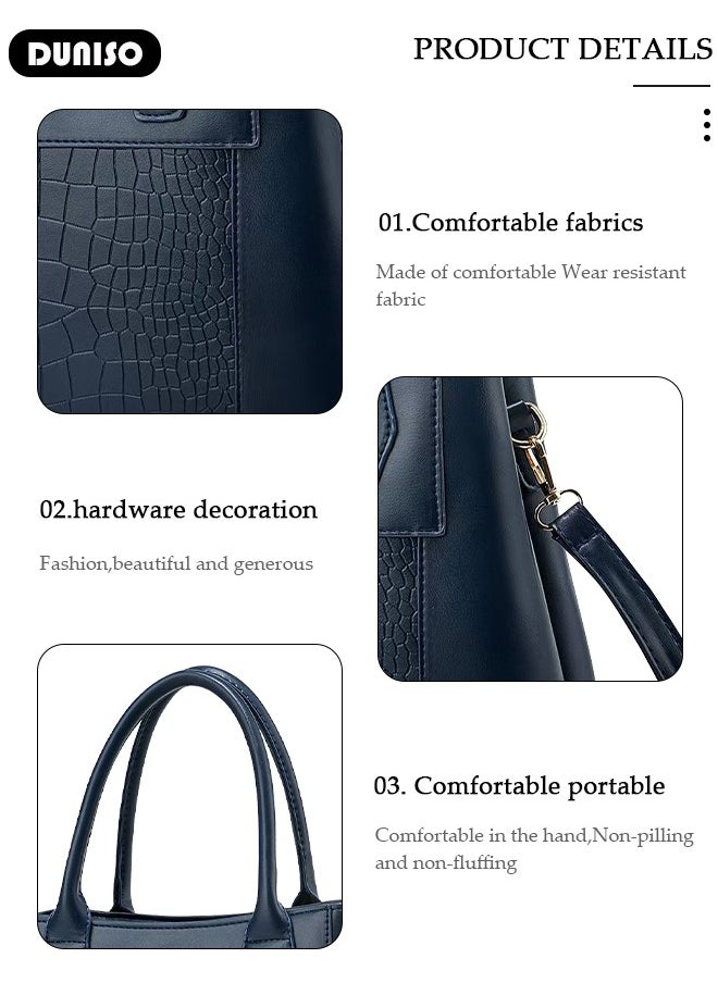 DUNISO 2PCS Women's Shoulder Tote Bag Set,Large Capacity Crossbody Bag,Shoulder Bag with Adjustable Shoulder Strap,Fashion Tote Bags Purse Bag Set for Women/Ladies Office Travel Daily Bag  - Image 4