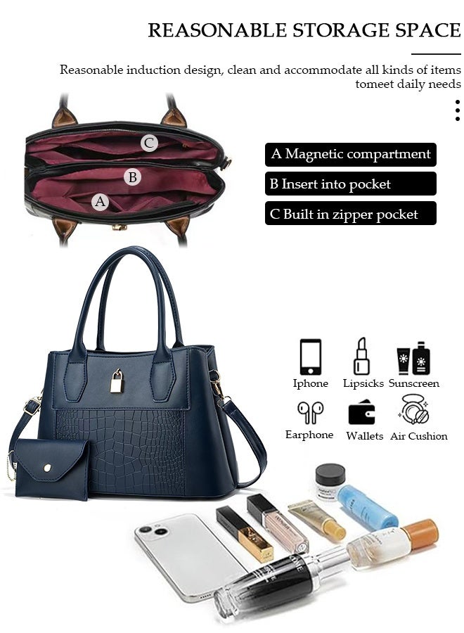 DUNISO 2PCS Women's Shoulder Tote Bag Set,Large Capacity Crossbody Bag,Shoulder Bag with Adjustable Shoulder Strap,Fashion Tote Bags Purse Bag Set for Women/Ladies Office Travel Daily Bag - Image 3