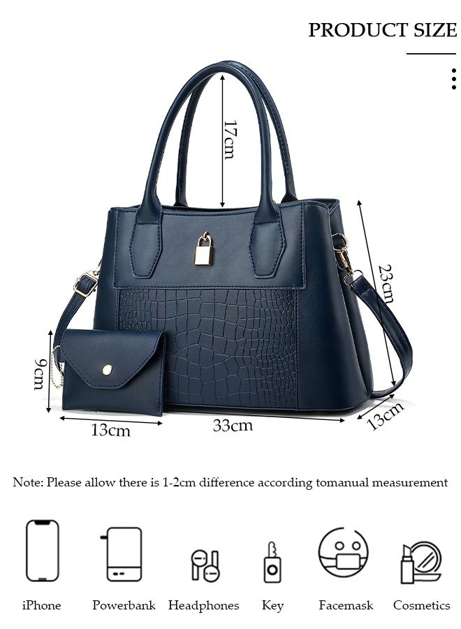 DUNISO 2PCS Women's Shoulder Tote Bag Set,Large Capacity Crossbody Bag,Shoulder Bag with Adjustable Shoulder Strap,Fashion Tote Bags Purse Bag Set for Women/Ladies Office Travel Daily Bag - Image 2