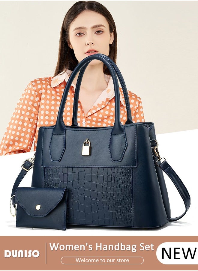 DUNISO 2PCS Women's Shoulder Tote Bag Set,Large Capacity Crossbody Bag,Shoulder Bag with Adjustable Shoulder Strap,Fashion Tote Bags Purse Bag Set for Women/Ladies Office Travel Daily Bag  - Image 1