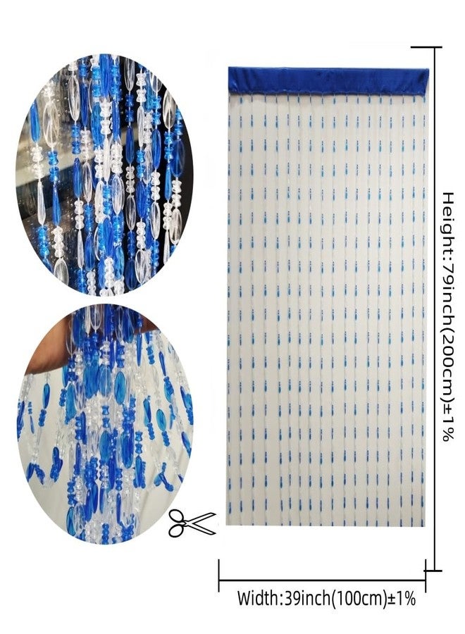 ave split Beaded Curtain Doorways Acrylic Hanging Door Beads String Curtains Tassel Room Divider Screen Decor for Doorway Window Living Room Wedding (1, Dark Blue, 39 inch x 78.7 inch) - Image 3
