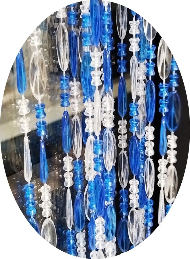 ave split Beaded Curtain Doorways Acrylic Hanging Door Beads String Curtains Tassel Room Divider Screen Decor for Doorway Window Living Room Wedding (1, Dark Blue, 39 inch x 78.7 inch) - Image 1