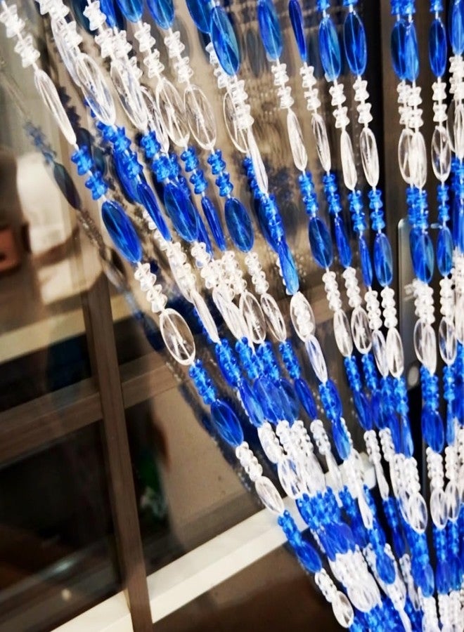 ave split Beaded Curtain Doorways Acrylic Hanging Door Beads String Curtains Tassel Room Divider Screen Decor for Doorway Window Living Room Wedding (1, Dark Blue, 39 inch x 78.7 inch) - Image 2