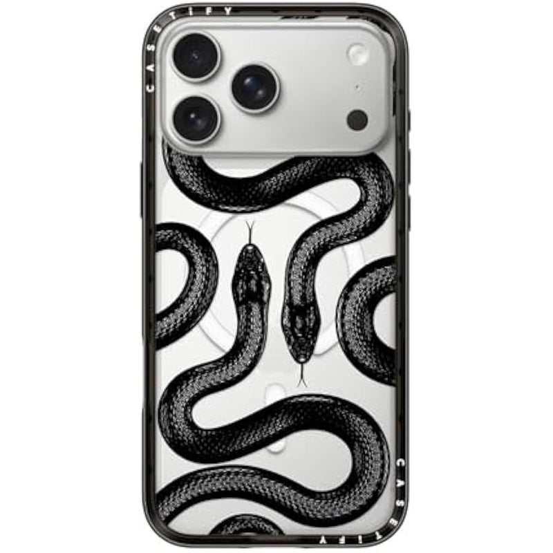 Casetify Compact iPhone 17 Pro Max Case 【MagSafe Compatible/Slim/Drop From 4 Feet】 - Black Kingsnake - Transparent Black - Image 1