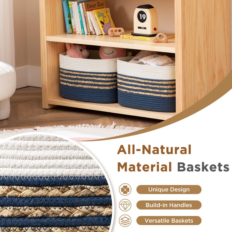 UBBCARE 4 Pack Baskets for Organizing, Woven Storage Baskets for Toys and Towel, Rectangle Cotton Rope Basket with Handles, 14''L x 8''W x9''H, Navy Blue - Image 5