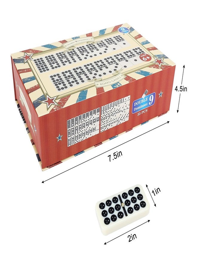 Offelec Double 9 Dominoes Set, 55 Tiles Classic Board Game in Closure Box - Premium Dominoes for Adults, Kids & Family, Perfect for Game Night, Travel & Parties, Ages 8+ Up to 6 Players - Image 2