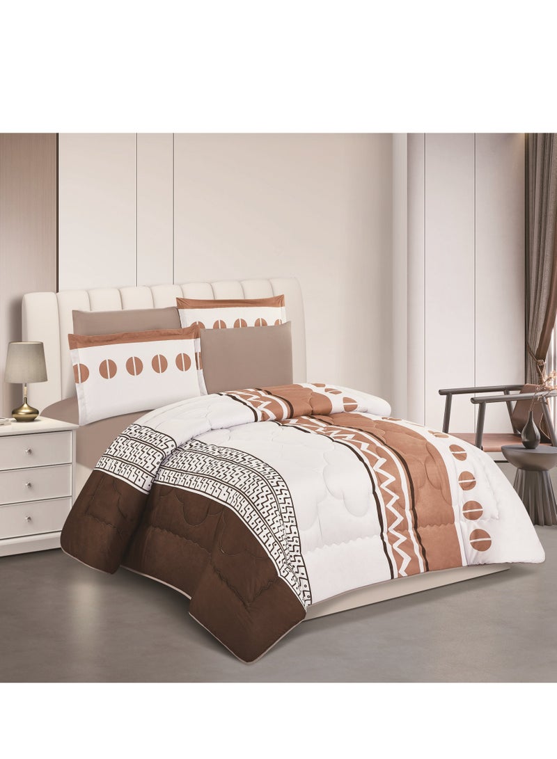 Stargold Super Soft Printed Comforter, 6pcs Set, Microfiber High-Quality Fabric, Stylish and Premium Design, Durable, Ideal For Home Bedroom 240X220CM - Image 1