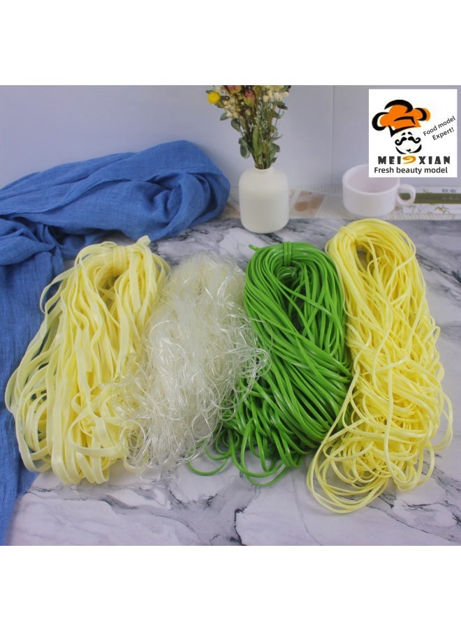 Simulation Noodle Model Color Vermicelli Wide Noodle Fake River Flour Food Samples Show Environmentally Friendly Material Soft And Plastic-Color:1mm Transparent Fan Without Basket-Size:100g