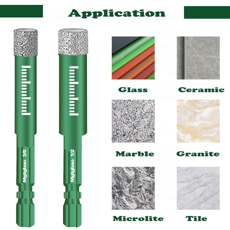Mgtgbao 6pc Green1/4â€ Dry Diamond Drill Bits Setï¼Œ6PCS 6mm Hex Shank Core Drill Bit Brazed with Cooling Wax for Porcelain Tile Ceramic Concrete Granite Marble Hard Materials (not for Wood). - Image 4