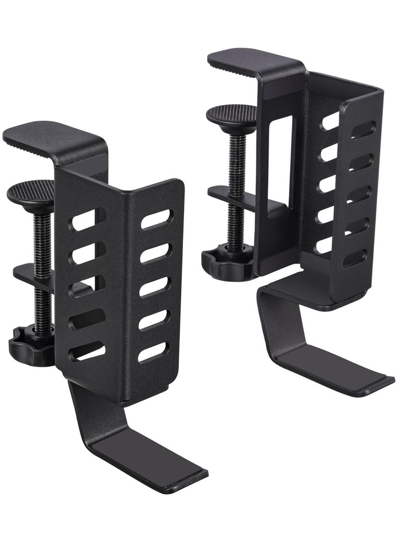 Green Tiger No Drill Desk Side Laptop Mount,Hanging Laptop Holder for Office and Home，Clamp on Desk Side Storage Organizer for Laptops Office and Home (Black) - Image 1