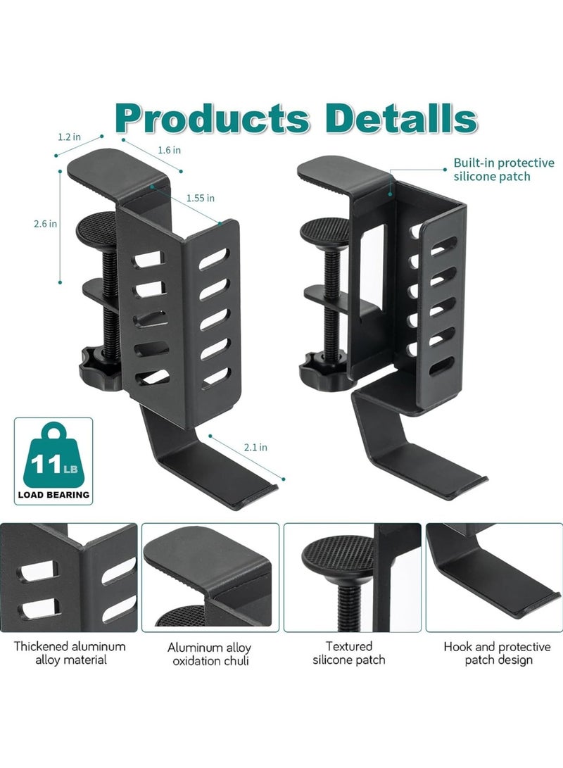 Green Tiger No Drill Desk Side Laptop Mount,Hanging Laptop Holder for Office and Home，Clamp on Desk Side Storage Organizer for Laptops Office and Home (Black) - Image 3