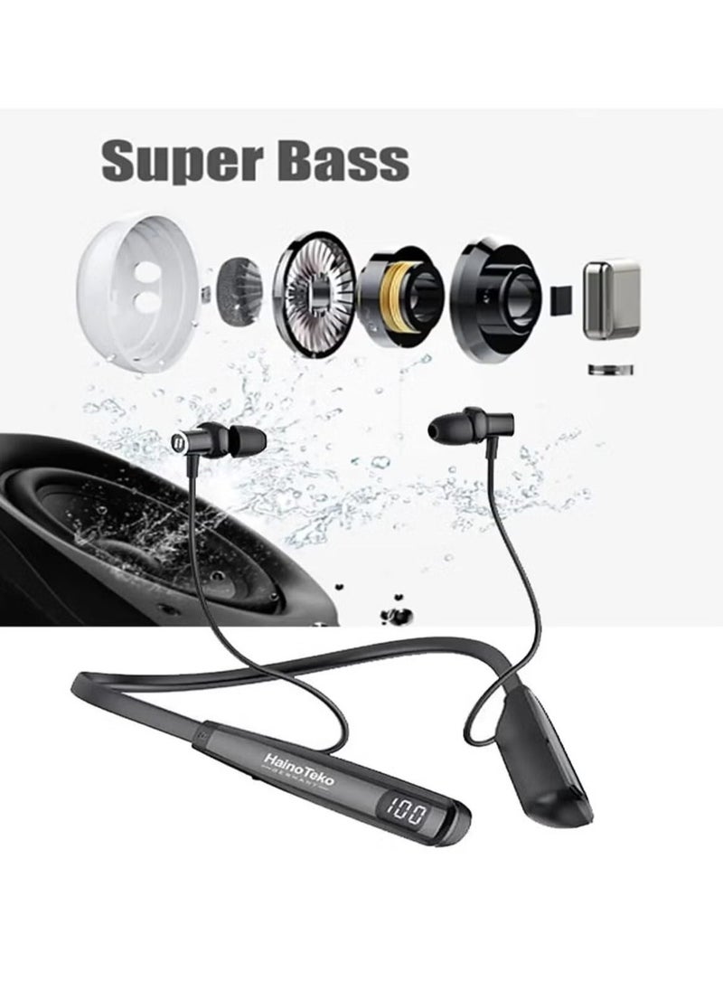 Haino Teko HN80 Bluetooth Wireless Neckband | Premium Sound Quality, Comfortable Fit, Long Battery Life, Hands-Free Calls, Compatible with Android & iOS, Black - Image 3