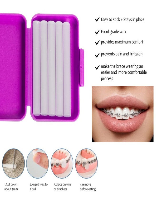Wenge Portable Orthodontic Oral Care Kit - 2Pack - Travel Kit for Patients, Interdental Brushing Wax Floss Toothbrush Cleaning(Purple & Blue) - Image 4