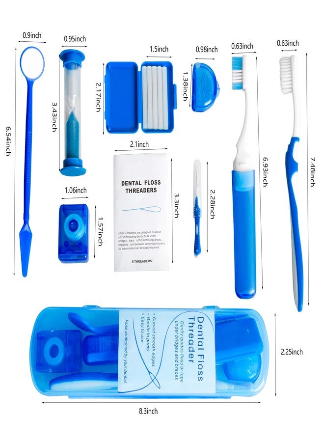 Wenge Portable Orthodontic Oral Care Kit - 2Pack - Travel Kit for Patients, Interdental Brushing Wax Floss Toothbrush Cleaning(Purple & Blue) - Image 2