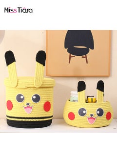 MissTiara Handwoven Square Storage Box Cosmetic Storage Box Desktop Snack Storage Basket Suitable for Bedroom Bathroom Children's Room Living Room 2-Piece Set  - Image 1