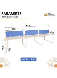 Six Line Cluster Desk with Partition Holder White 75x360x120cm - pzsku/Z9D26073C934C3D4E9CD9Z/45/_/1715803252/2f2d6d4e-74bc-4127-abb0-915e64523fd0