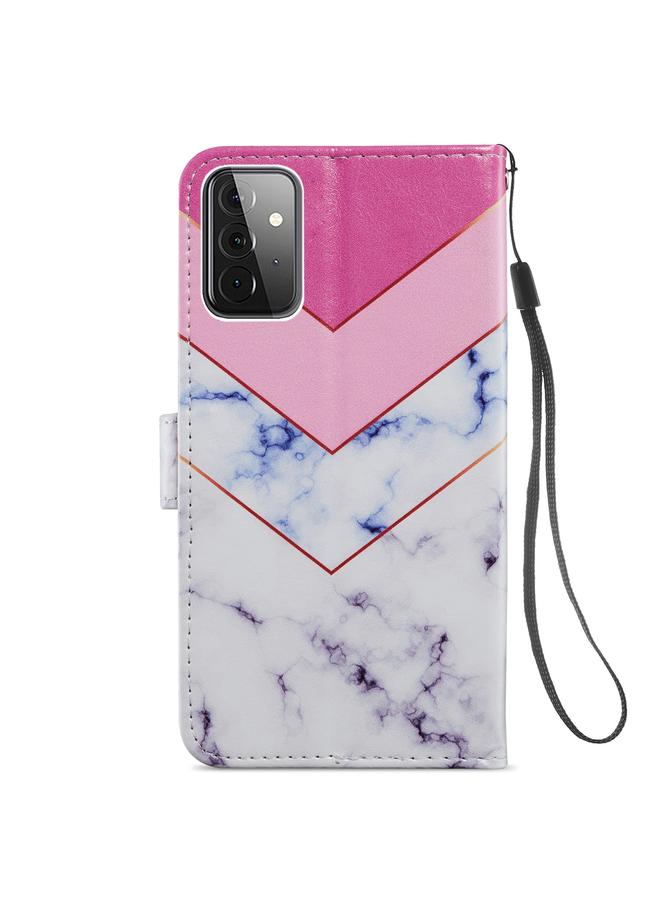 اس-توب جراب لهاتف Samsung Galaxy A72 5G / 4G، جراب جلدي أفقي قابل للطي بنمط مرسوم مع حامل وفتحات للبطاقات وإطار للصور - Image 3