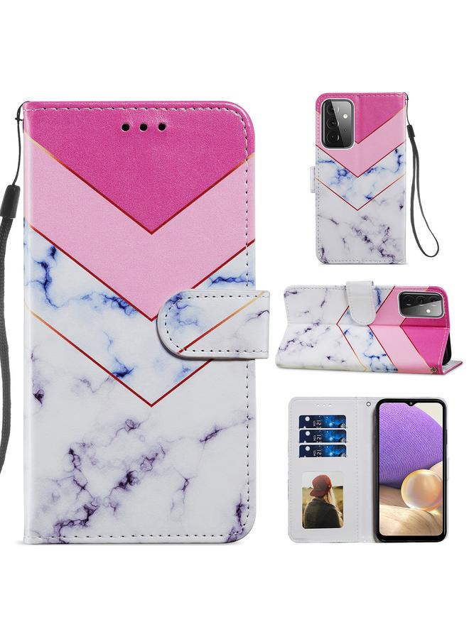 اس-توب جراب لهاتف Samsung Galaxy A72 5G / 4G، جراب جلدي أفقي قابل للطي بنمط مرسوم مع حامل وفتحات للبطاقات وإطار للصور - Image 1