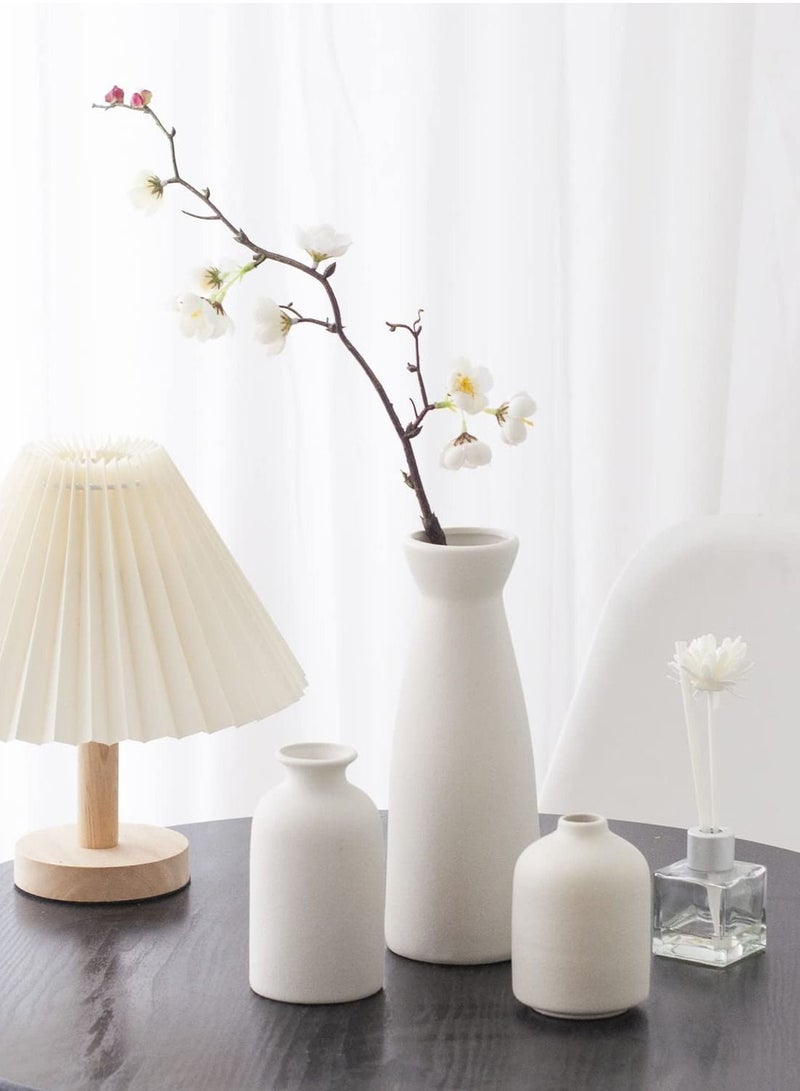شو وو مزهرية سيراميك بيضاء مكونة من 3 قطع، مزهريات زهور صغيرة، ديكور منزلي بوهو حديث، مزهرية زخرفية لعشب بامباس الزهور المجففة للطاولة، رف الكتب، ديكور المدخل - Image 2