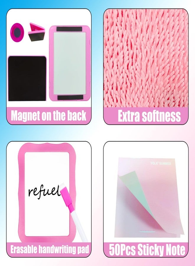 BUAEL 10Pcs Locker Set with Dry Erase Board Fur Rug Carpet Marker Sticky Note Locker Accessories Set Decoration for School Lockers Decoration (Pink) - Image 3