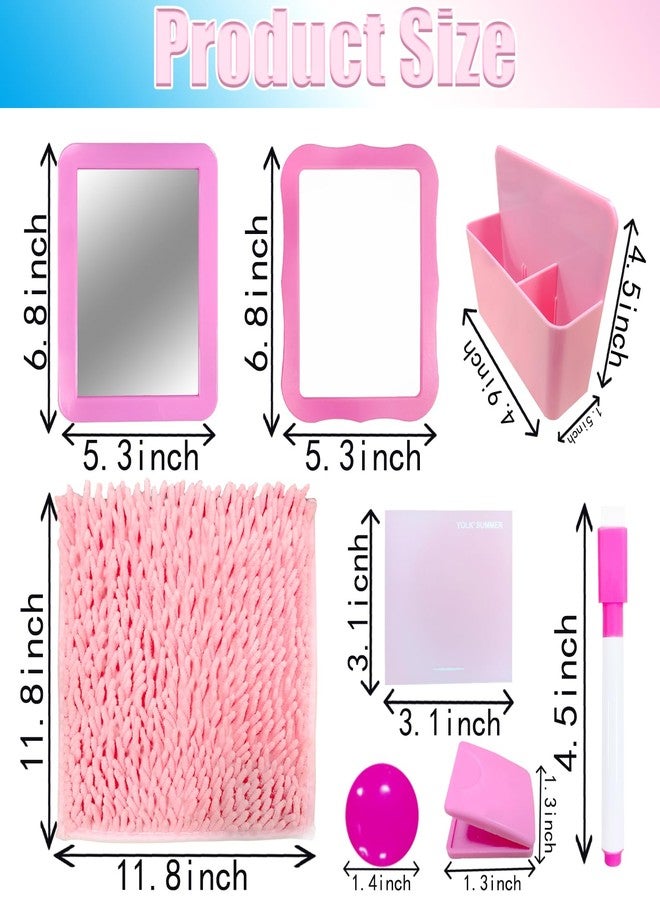 BUAEL 10Pcs Locker Set with Dry Erase Board Fur Rug Carpet Marker Sticky Note Locker Accessories Set Decoration for School Lockers Decoration (Pink) - Image 2