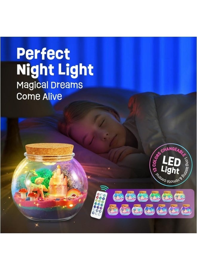 GGEROU Unicorns Terrarium Gifts for Kids Girls, Light Up Terrarium Unicorns Toys for Girls, DIY Moon Lamp Arts and Crafts Birthday Gift for Children Age 4-12 (Unicorn)  - Image 5